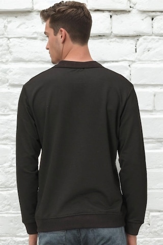 V4007 Dewberry Erkek Sweatshırt-düz Siyah Düz Siyah