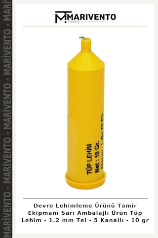 Devre Lehimleme Ürünü Tamir Ekipmanı Sarı Ambalajlı Ürün Tüp Lehim - 1.2 Mm Tel - 5 Kanallı - 10 Gr