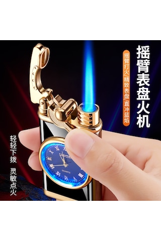 Yunboo Erkekler İçin Multifonksiyonel Elektronik Saat Ve Çakmak 2'li Set - Modern Tasarım Hediyelik Ürün Hf606 Siyah Kumu Temiz Cihaz, Taş Ve Gaz Yok Altın