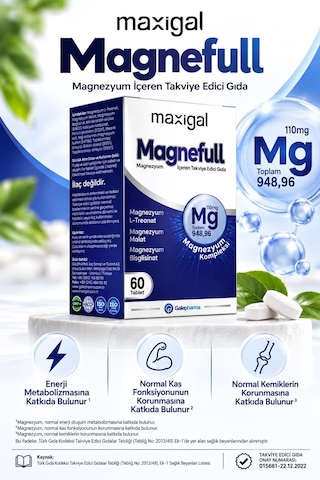 Maxigal Magnefull Magnezyum 60 Tablet