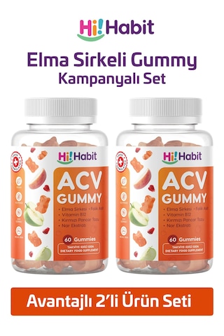 Hi Habit Elma Sirkesi Gummy B12 Folik Asit Takviyeli 2x60 Adet