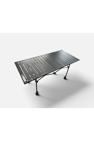 Campplus Yayla Ekstra Büyük Boy Katlanabilir Kamp Masası Teleskopik Ayaklı 120x55 Cm Gri - Siyah
