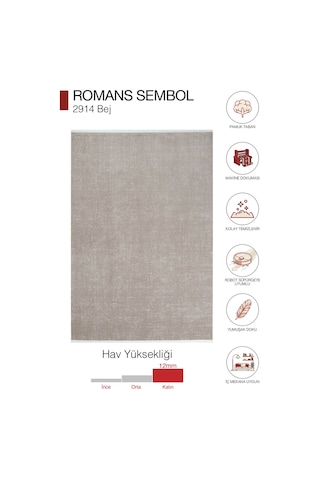 Romans Sembol 2914 Bej Bohem Akrilik Salon Halısı Kum