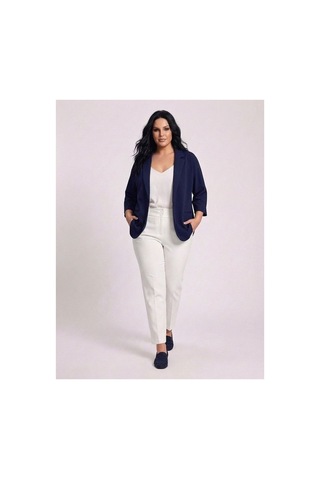 Hanezza Kadın Büyük Beden Yarasa Kol Çift Düğmeli Blazer Ceket - Şık Ve Rahat Tasarım Lacivert - 564080614 Lacivert