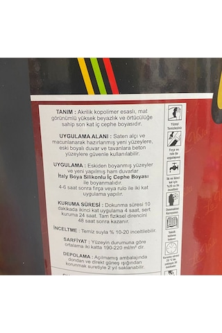 Silikonlu İç Cephe Boyası İtaly Boya 20 Kg 20 L
