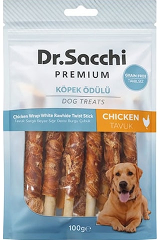 Dr.sacchi Premium Tavuk Sargılı Beyaz Sığır Derisi Burgu Çubuk Tahılsız Köpek Ödülü 5 10lu 100 Gr 109-30007.01