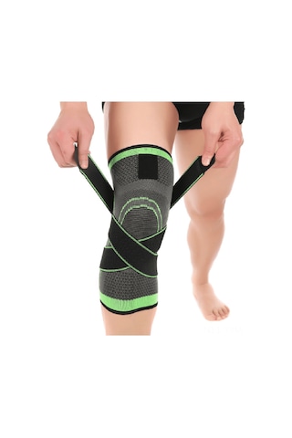 Geeksen Yeşil Profesyonel Spor Diz Protektörü - Bisiklet, Yürüyüş, Yürüyüş İçin Basınçlı Nilon Örgü Diz Bandı Yeşil