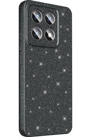 Ardemix 14t Pro Kılıf Kamera Korumalı Simli Lüks Koton Kapak - Siyah Siyah