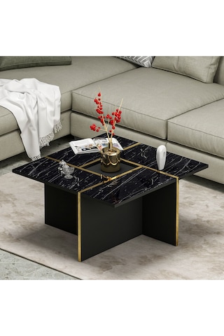 Sılva Orta Sehpa - Siyah / Mermer Siyah - Mermer