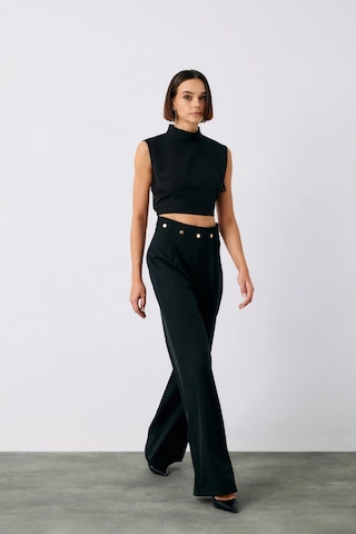Sateen Çıt Çıt Detaylı Pantolon Siyah