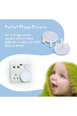 Ximistore9 6 Adet Beyaz İngiliz Tipi Çocuk Elektrik Prizi Koruyucu Kapağı - Şok Engelleme Ve Güvenli Korumalı Abs Malzeme