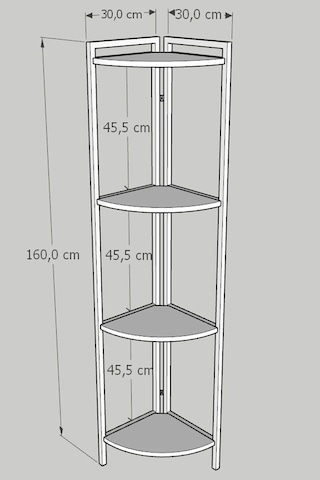 Metal Köşe Raf 4 Katlı Dekoratif Üçgen Raf Beyaz