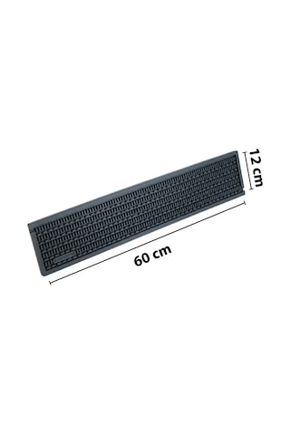 Zq Polimer 60x12 Cm Kauçuk Bar Mat, Bulaşık Kurutma Matı, Tencere Altlığı, Cam Kenarı Saksı Altlığı Siyah