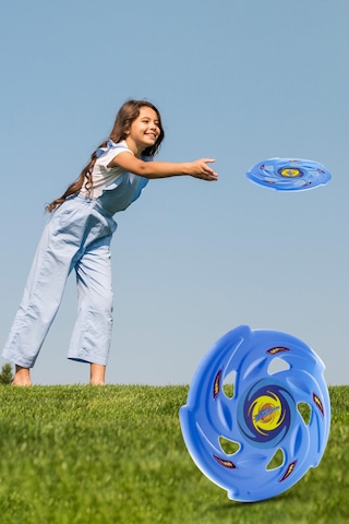 Frisbee Frizbi Fırlatma Diski Disk Atma Oyunu Çocuk Yetişkin Plaj Bahçe Oyuncak 24 cm Mavi