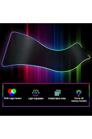 Ruicoo Rgb Aydınlatmalı Büyük Boy Oyun Mouse Pad - Usb Bağlantılı, 8 Işık Efekti, Kaymaz Taban