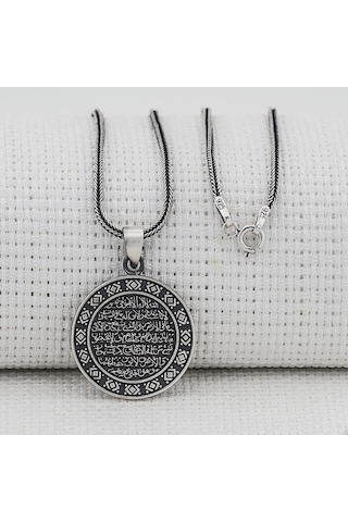 925 Ayar Gümüş Ayetel Kürsi Dualı Kalın Zincirli Erkek Kolye 554266965
