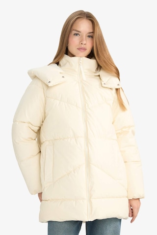 Defacto Relax Fit Kapüşonlu Fermuarlı Şişme Parka F2896ax25wner238 Ekru-er238