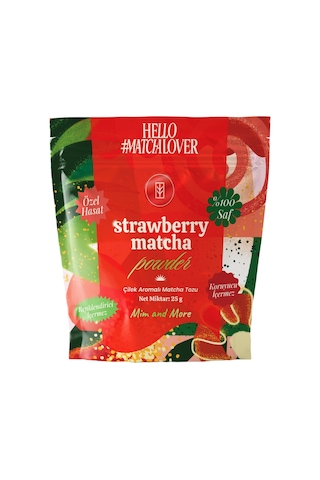 Strawberry Matcha Powder - Çilek Aromalı Matcha Tozu Doypack, 25 Gr