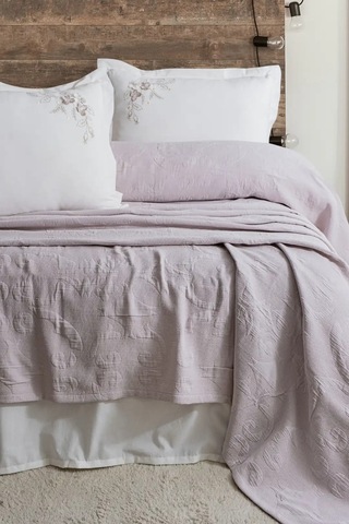 Şaheser Home Collection Yatak Örtüsü Seti Çift Kişilik Derek Lila Renkli