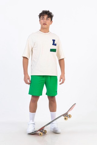 Zekids Erkek Çocuk Pamuklu Oversize L Punch Tshirt-11794-krem Krem