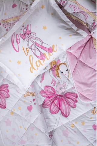 Clasy %100 Pamuk Tek Kişilik Uyku Seti Lastikli Çarşaflı Ballerina V1 Pembe Pembe