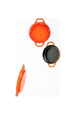 Hosse 22 Cm Döküm Çift Kulplu Sahan Turuncu