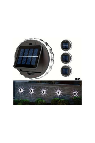 Xuweiwei 4 Adet Güneş Enerjili Sıcak Işık Açık Duvar Lambası Ip65 6led Dekoratif Aydınlatma Bahçe Veranda Sıcak Işık