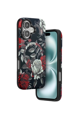 Durukar Apple, Uyumlu iPhone 16 Flower Series Magsafe Kapak - Siyah