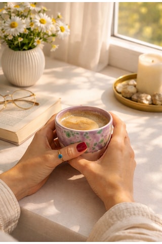 Dokulu Espresso Fincanı Yeşil - Mor