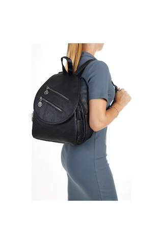 Newish Polo Kadın Deri Ayarlanabilir Askılı Omuz Ve Sırt Çantası New352 - Siyah