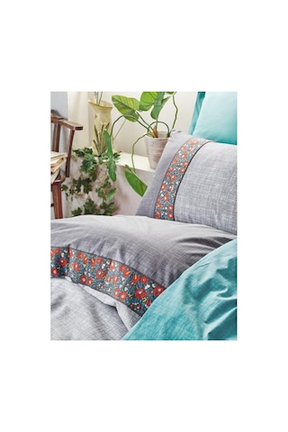 Cotton Box Folk Art Gri Çift Kişilik Nevresim Takımı