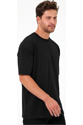 Urbantrendstore Unisex Sade Basic Yazlık Beyaz Siyah Tshirt Oversize Fit Rahat Geniş Salaş T-shirt Günlük Tişört Sağlam Yırtılmaz Ter Emici Cotton Siyah