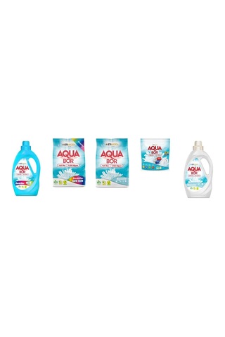 Aquabor Doğal Mineralli Sıvı Renkliler + 4 Kg Renkliler + 4 Kg Beyaz + Tablet + Sıvı Beyaz 5 Li Set 0.75 LT - 2.5 LT - 12 KG