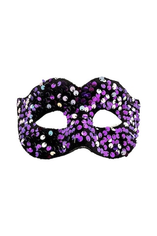 Mor Renk Arkadan Lastikli Pul Payet İşlemeli Balo After Parti Mas