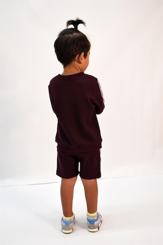 Luess Erkek Çocuk Şerit Detaylı Siyah Alt - Üst Takım Bordo