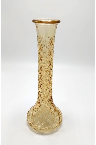 El Yapımı Gold Renk Baklava Model Cam Karanfillik 25cm Altın