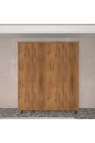 Soft Wood 4 Kapaklı Masif Ahşap Gardırop Ceviz