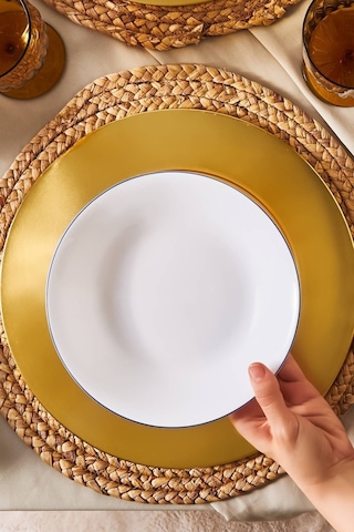 Karaca Milano Opal Cam Blue Rim Pasta Tabağı 22 cm