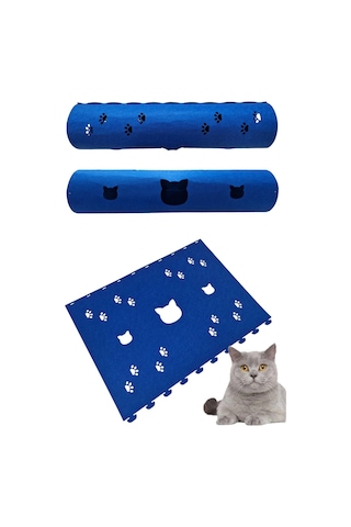 Kedi Oyuncağı Tüneli 1. Kalite 3mm Keçeden Geçmeli Kedi Ve Pati Figürlü 9 Renk A9
