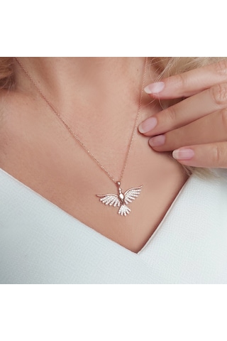 Vaoov 925 Ayar Gümüş Zümrüdü Anka Kuşu Kolye