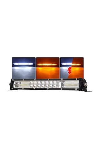 Beyaz Turuncu 65 Cm 3030 Led Flaş Çakar Projektör Işık Çubuğu 5 Mod Off Road Spot Sel Kombo Delici Yayıcı Çalışma Lambası Pod Araç Kaput Tampon Tavan