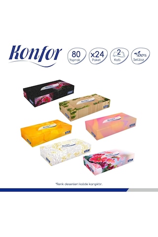 Konfor Kutu Mendil 80 Yaprak 24'lü Koli