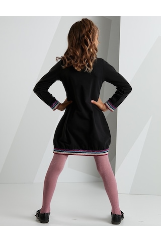 Denokids Mushi Popcorn Siyah Kız Elbise Çok Renkli