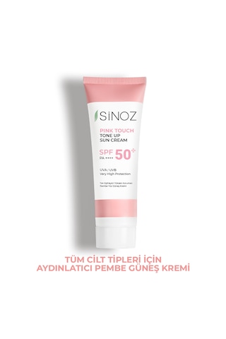 Sinoz Pink Touch Spf 50 Cilt Aydınlatıcı Ton Eşitleyici Pembe Yüz Tüm Ciltler İçin Güneş Kremi 50 ML