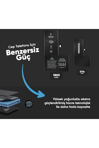 Apple Uyumlu iPhone X Batarya 3310Mah Woyax Premium Batarya