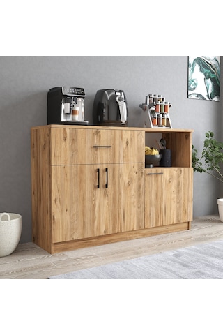 Tanmob Mtd0402 İnci 128 Cm Kapaklı Çekmeceli Alt Mutfak Dolabı Çam Çam