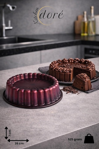 Kitchendore Turta Ve Tart Kek Kalıbı Cherry Red Kalın Döküm Üç Katmanlı Kaplama 525 Gram Diğer