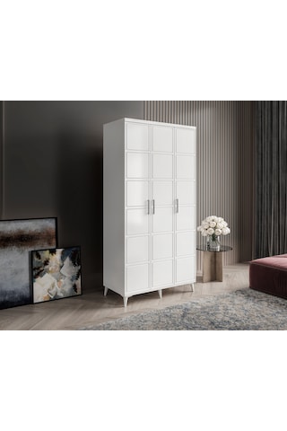 GuneyStore Milano 3 Kapaklı Komple Mdf Beyaz Gardırop