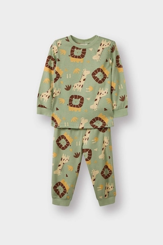 Defacto Erkek Bebek Pijama Takımı Safari Baskılı Uzun Kollu Penye Üst Uzun Alt G4402a525wngn270 Yeşil-gn270