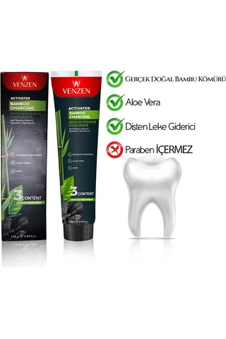 Venzen Bambu Kömürü Beyazlatıcı Diş Macunu 120 G